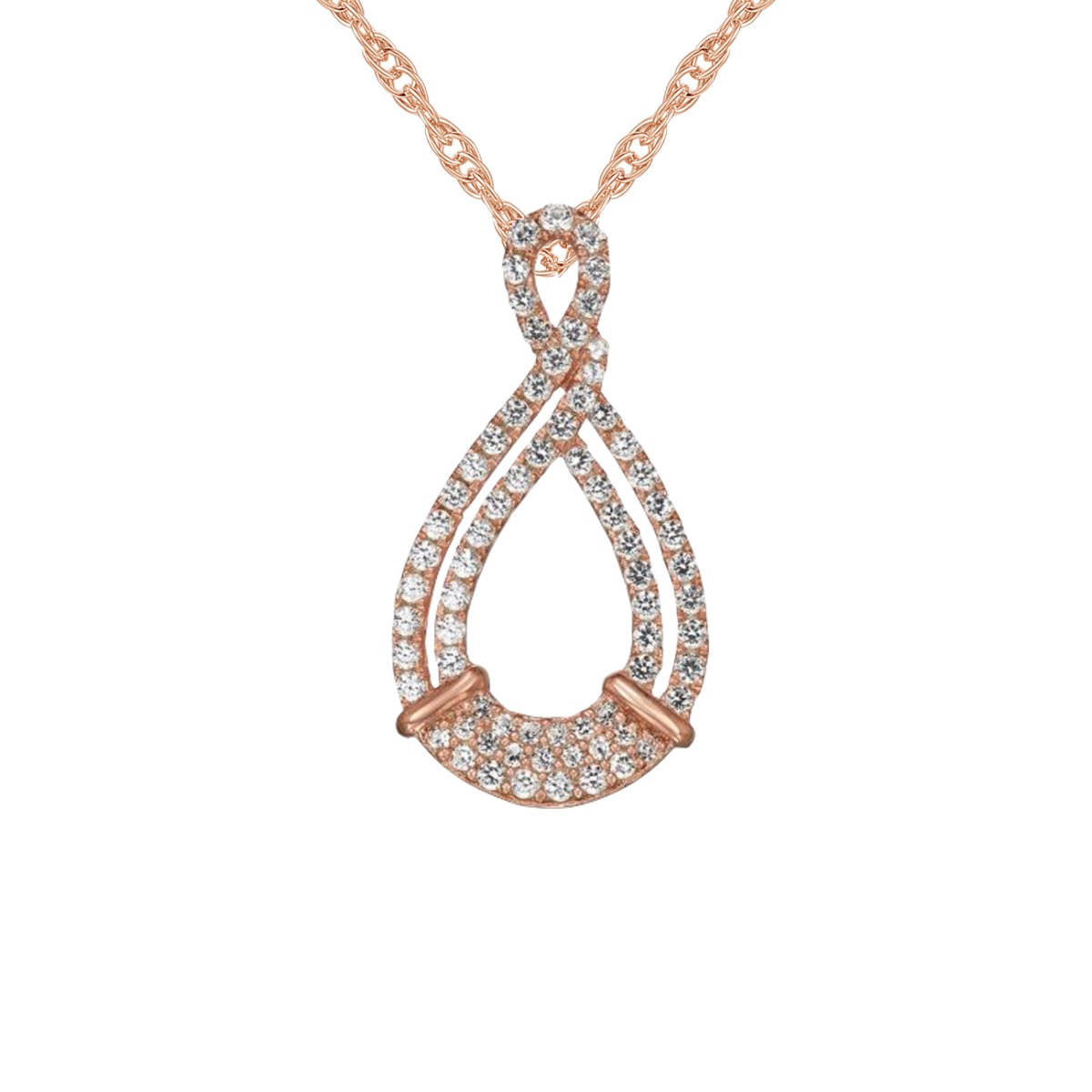 14K Rose Gold over Sterling Silver 1/3 Carat T.W. Diamond Infinity Pendant