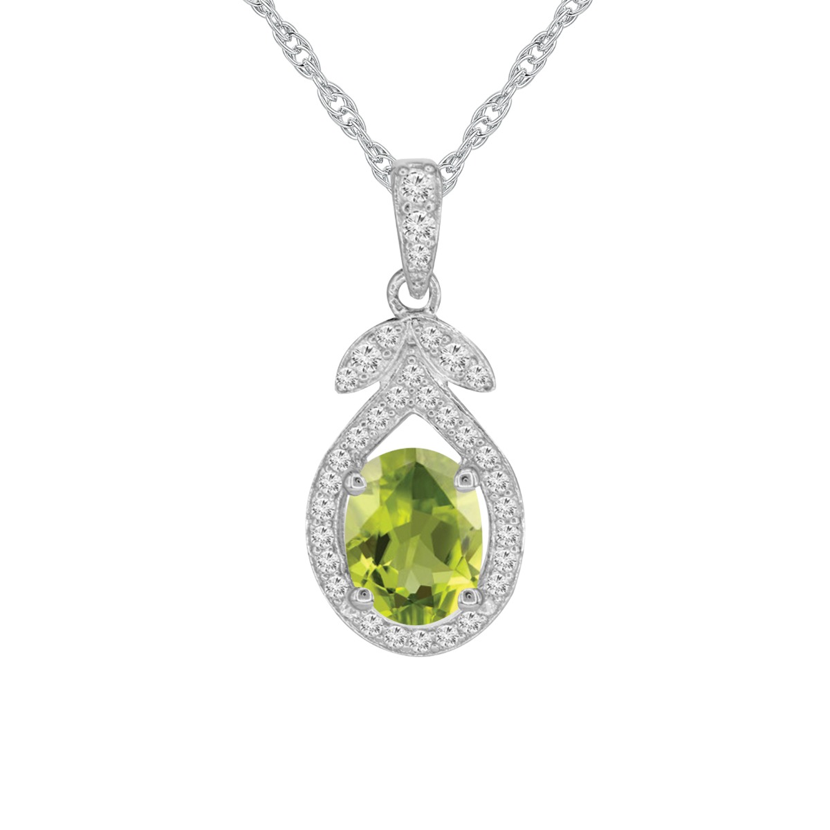 Sterling Silver Peridot and Lab-Created White Sapphire Pendant