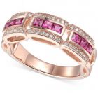 14K Rose Gold Ruby and 1/5 CT. T.W. Diamond Ring 