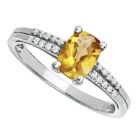 Sterling Silver Cushion Cut Citrine and White Topaz Ring 