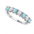 Sterling Silver Blue Topaz & Lab-Created White Sapphire Band Ring