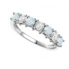 Sterling Silver Lab-Created Opal and Lab-Created White Sapphire Band Ring