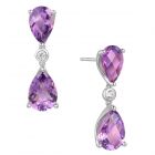 Sterling Silver Lab Created Amethyst and Lab Created White Sapphire Pear Drop Earrings