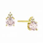 14K Gold Morganite and Diamonds Stud Earrings , (Your choice: Yellow, Pink or White Gold)