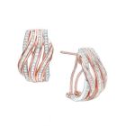 10K White and Rose Gold 1 CT. T.W. Diamond Multi-Row Wave Earrings