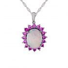 Sterling Silver Lab-Created Opal & Lab-Created Pink Sapphire Pendant