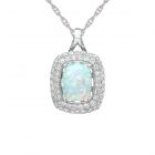 Sterling Silver Lab-Created Opal and Lab-Created White Sapphire Pendant  