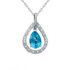 Sterling Silver Blue Topaz and Lab-Created White Sapphire Pendant