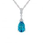 Sterling Silver Blue Topaz & Lab-Created White Sapphire Pear Drop Pendant