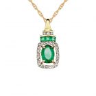 14K Yellow Gold Emerald and 1/6 CT. T.W. Diamond Rectangle Pendant 