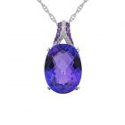 Sterling Silver Amethyst and Lab-Created White Sapphire Oval Pendant