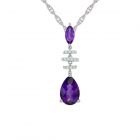 Sterling Silver Amethyst and Lab-Created White Sapphire Drop Pendant 