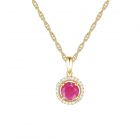 10K Yellow Gold Genuine Ruby and Diamond Accent Pendant with 18" Chain