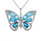 Sterling Silver Shades of Blue Topaz Butterfly Pendant