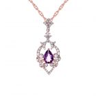 14K Rose Gold over Sterling Silver Amethyst and Lab-Created White Sapphire Pendant