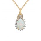 10K Yellow Gold Lab-Created Opal and 1/5 CT.T.W Diamond Pendant