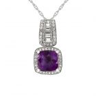 Sterling Silver Amethyst and Lab-Created White Sapphire Pendant