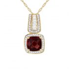 14K Yellow Gold Over Sterling Silver Garnet and Lab-Created Sapphire Pendant