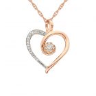 14K Rose Gold over Sterling Silver 1/6 CT. T.W. Diamond Heart Pendant