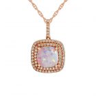 14K Rose Gold over Sterling Silver Lab-Created Opal and Lab-Created White Sapphire Pendant 