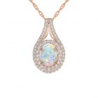 14K Rose Gold over Sterling Silver Lab-Created Opal and Lab-Created White Sapphire Pendant