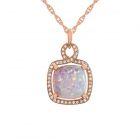 10K Rose Gold  Lab-Created Opal and 1/3 CT. T.W. Pendant