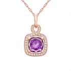 14K Rose Gold over silver Amethyst and Lab-Created White Sapphire Frame Pendant 