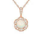 14K Rose Gold over Sterling Silver Lab-Created Opal and Lab-Created White Sapphire Flower Frame Pendant 