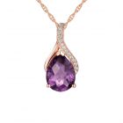 14K Rose Gold Amethyst and Diamond Accent Pendant