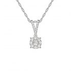 Sterling Silver 1/4 CT. T. W. Diamond Flower Pendant with 18" Chain