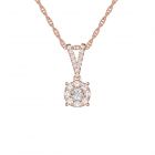 14K Rose Gold over Sterling Silver 1/4 CT. T.W. Diamond Flower Pendant with 18" Chain 