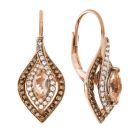 10K Rose Gold Morganite and 1/3 CT. T.W. Diamond Drop Earrings