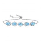 Sterling Silver Blue Topaz and Created White Sapphire Bolo Bracelet
