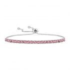 Sterling Silver Lab Created Pink Sapphire Bolo Bracelet