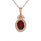 14K Rose Gold Over Sterling Silver Garnet and Lab-Created White Sapphire Pendant 