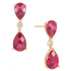 14K Yellow Gold over Sterling Silver Lab Created Ruby and Lab Created White Sapphire Pear Drop Earrings 
