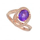 14K Rose Gold Over Sterling Silver Amethyst & Lab-Created White Sapphire Oval Twist Ring