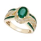 14K Yellow Gold Emerald and 1/3 CT. T.W. Diamond Braided Ring