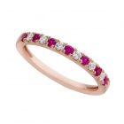 14K Rose Gold Ruby & 1/6 CT. T.W Diamond Band Ring 