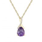 14K Over Sterling Silver Amethyst  and Created White Sapphire Pendant w/ 18" Chain 9x7 Stone