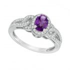 Sterling Silver Amethyst and Lab-Created White Sapphire Link Ring