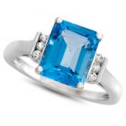 Sterling Silver Blue Topaz & Lab-Created White Sapphire Ring