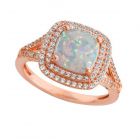 14k Rose Gold over Sterling Silver Lab-Created Opal and Lab-Created White Sapphire Ring