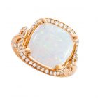 10K Rose Gold Lab-Created Opal and Diamond Accent Ring