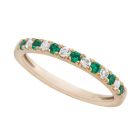 14K Yellow Gold Emerald and 1/6 CT. T.W. Diamond Ring 