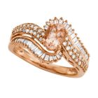10K Rose Gold Morganite and 1/2 CT. T.W Diamond Bypass Ring