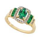 14K Yellow Gold Emerald and 1/5 CT. T.W. Diamond Ring 