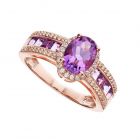 14K Gold over Sterling Silver Amethyst & Lab-Created White Sapphire Ring