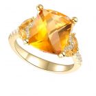 14K Yellow Gold over Sterling Silver Citrine and White Topaz Ring