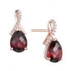 14K Rose Gold over Sterling silver Garnet and Created White Sapphire Pear Drop Earring